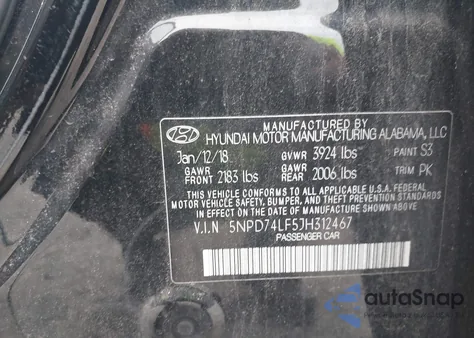 2018 Hyundai Elantra Se из США, поврежденный, VIN 5NPD74LF5JH312467